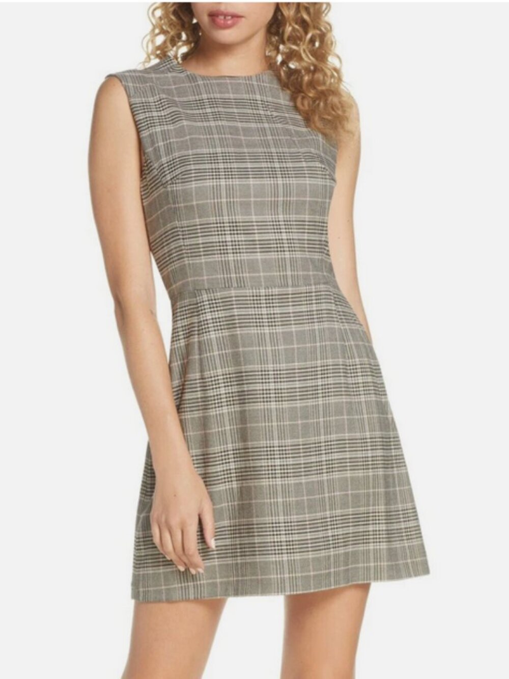 NWT! NEW FRENCH CONNECTION AMATI CHECK SUNDAE GREY PLAID MINI DRESS SIZE 0 XS